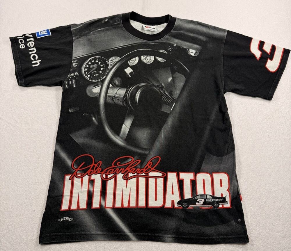 Vintage Chase Authentics Dale Earnhardt Intimidator NASCAR AOP T Shirt L